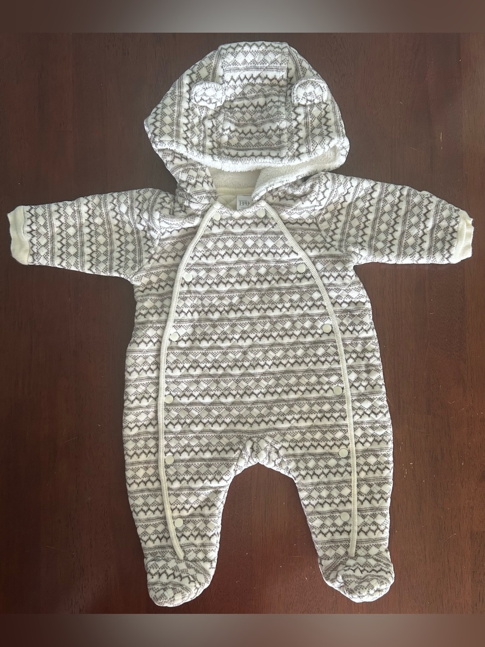 Nordstrom Baby Cream & Gray Fair Isle Hooded Bunting